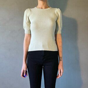 Tahari Viscose Rib Puff S/S Sweater - S